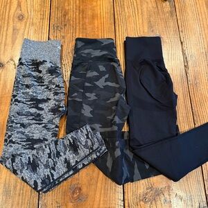 AYBL & Balance Collection Leggings Bundle (3) Scrunch Butt Camo + Black Size M/L